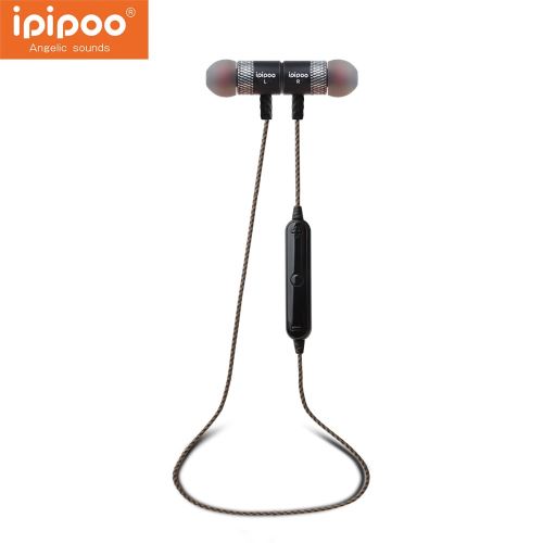 Ecouteur intra-auriculaire sans fil bluetooth IPIPOO 95BL V4.2 adsorption magnétique + obturateur à distance - Noir