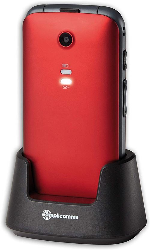 Amplicomms 907945 Senior Téléphone avec Bouton d'appel d'urgence Rouge