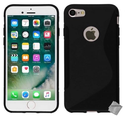 Coque silicone gel fine pour Apple iPhone SE (2020) avec verre trempe - NOIR