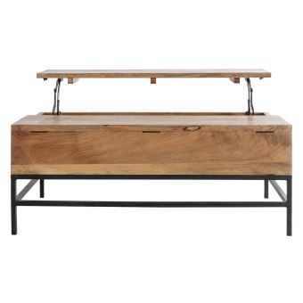 Table Basse Relevable Industrielle Manguier Et Metal 110cm Ypster
