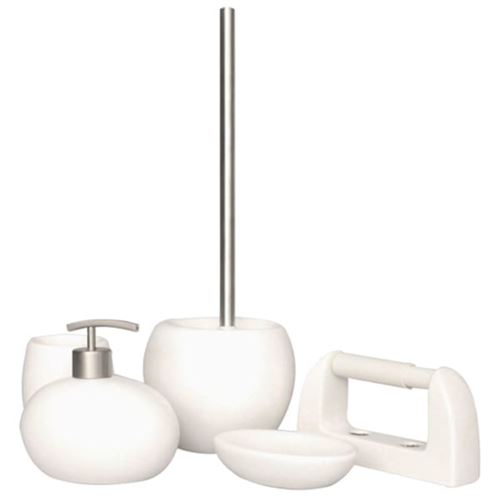 L'Aqua Ensemble d'accessoires de salle de bain 5 pcs Galet Blanc mat