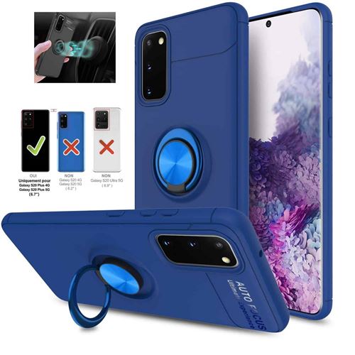 Coque Antichoc Support Bague magnétique pour Samsung Galaxy S20-Bleu