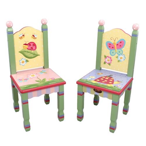 2 chaises (pas de table) pieds en bois chambre enfant bébé jouets jeux W-7484A/2
