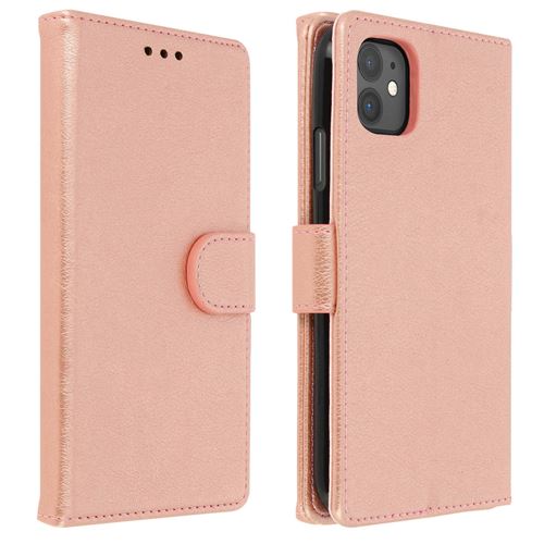 Étui pour iPhone 11 Protection Intégrale Porte-cartes Fonction Support rose champagne