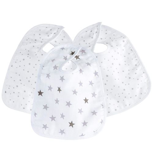 Trois Kilos Sept Lot De 3 Bavoirs - Etoiles Blanc