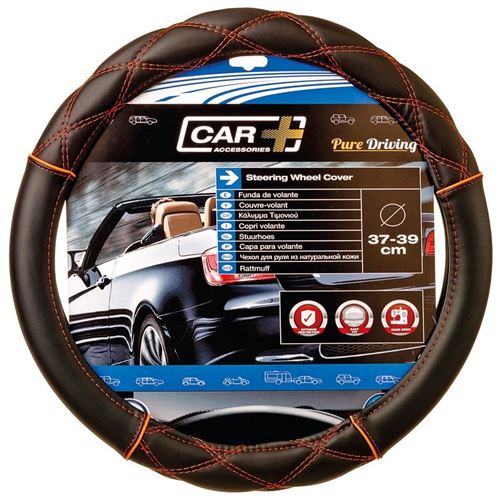 Car Plus Couvre volant PVC universel Noir / Orange 37-39 cm