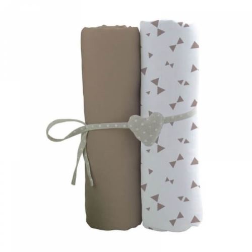 Lot de 2 draps housse imprimé noeuds taupe / taupe 70 x 140 cm - babycalin