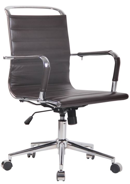 Chaise de Bureau Barton en véritable Cuir avec Design moderne et épuré - Hauteur Réglable Pivotant - Couleur Marron