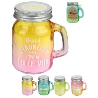 1 Bougie Citronnelle Forme Mason Jar Bocal Parfumee 9 X 5 Cm Deco