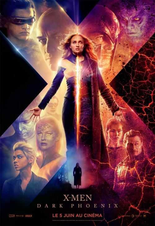 X-MEN : DARK PHOENIX - 2019 - Sophie Turner, Jennifer Lawrence - 40x60cm - AFFICHE CINEMA ORIGINALE /Pliée