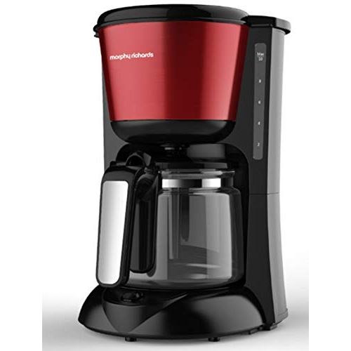 Morphy richards - m162752ee accents glass -12 tasses-1000 w- anti-gouttes-arrêt automatique-inox rouge