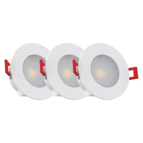 Lot de 3 spots LED int&eacute;gr&eacute;s - 345 lumens - Sp&eacute;ciale salle de bain