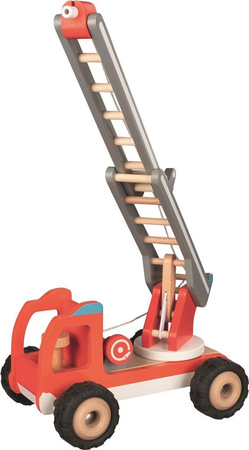 Goki camions de pompiers 27 cm bois rouge/argent
