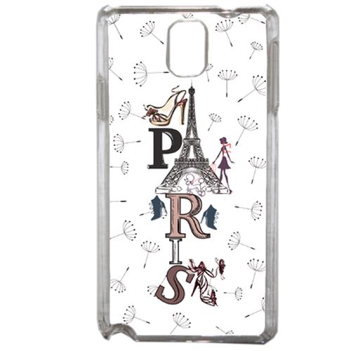 Coque Paris Fond Blanc Compatible Samsung Galaxy Note3 Transparent