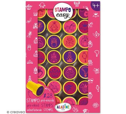 Kit de tampons enfant pré-encrés Stampo Easy - Princesse - 28 pcs