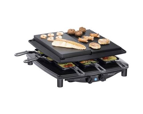 Steba RC4 plus deluxe Appareil à raclette 8 poêlons noir