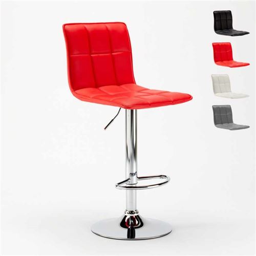 Tabouret haut moderne en similicuir pour la cuisine et bar design Phoenix, Couleur: Rouge