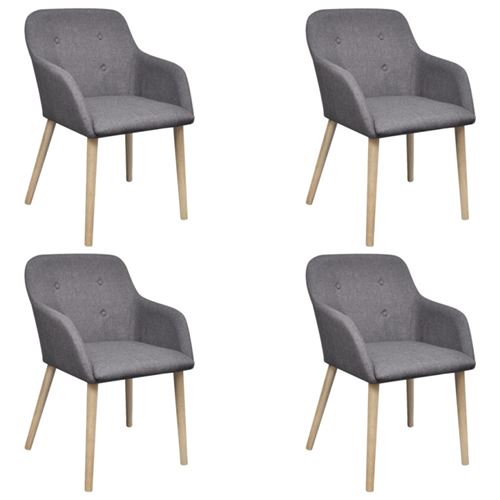 Chaises de salle &agrave; manger 4pcs gris clair tissu et ch&ecirc;ne massif