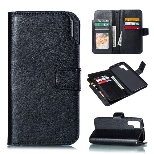 Etui en PU 9 emplacements pour cartes noir pour votre Huawei P30 Pro