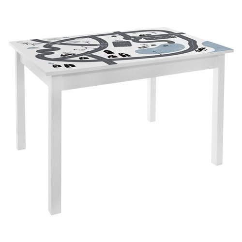 Atmosphera Kids - Bureau table enfant Print Douceur - L. 77 x H. 48 cm - Blanc et gris - Douceur