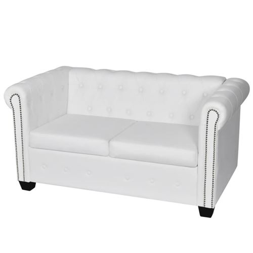 Canap&eacute; &agrave; 2 places cuir synth&eacute;tique blanc