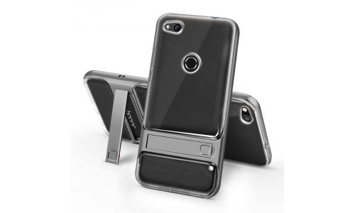 Coque Hybride-Stand P8-lite 2017 transparent et gris