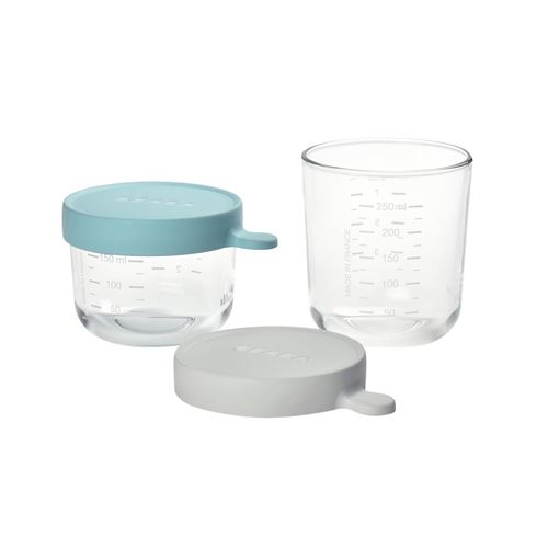 Beaba - Coffret 2 portions verre 150ml airy green /250ml light mist
