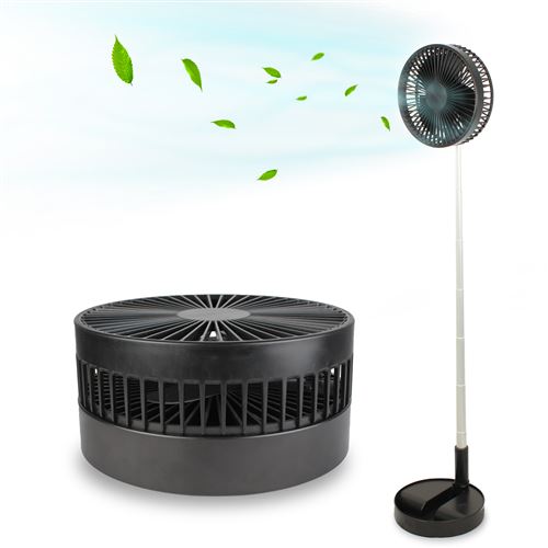 FISHTEC Ventilateur de Bureau sans Fil - Télescopique 35 à 100 cm - Tête Inclinable 180 - 4 Vitesses - Rechargeable USB - Silencieux 30 DB - Compact