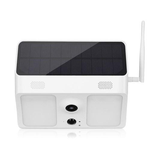 Solaire Caméra Extérieure 1080P Hd Wifi Étanche Système Surveillance Interphone Vocal Vision Nocturne Ir (Blanc)