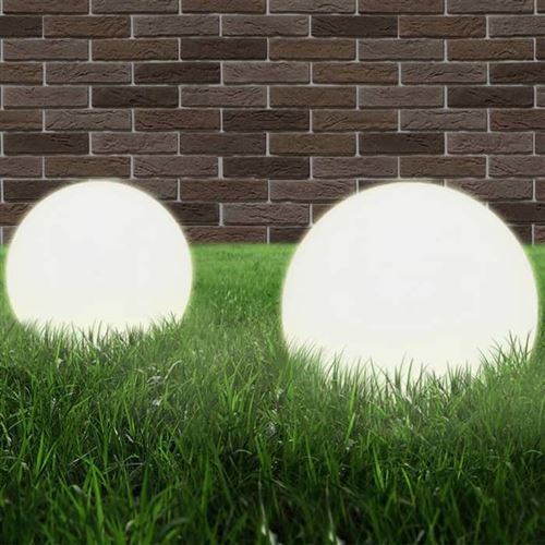 Vidaxl Blanc 2X Lampe À Led Sous Forme De Boule Sphérique Chemin Éclairage De Jardin 50656 - Image 1