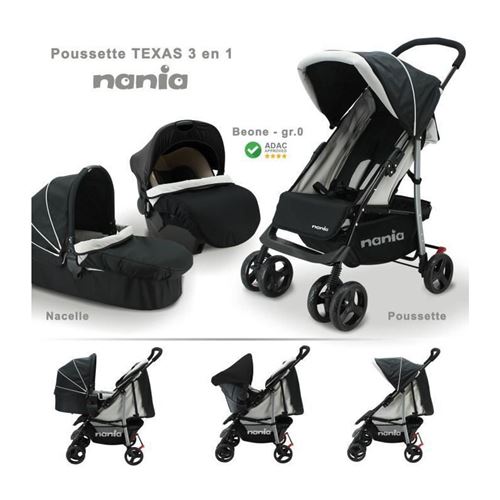 NANIA Poussette Combinée Trio TEXAS ? Beige/Noir