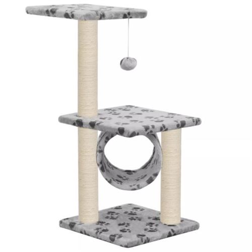 Vidaxl Arbre &Agrave; Chat Avec Griffoirs En Sisal 65 Cm Gris Motif De Pattes