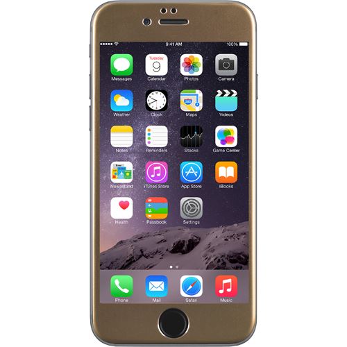Protège-écran en verre trempé contour doré pour iPhone 6