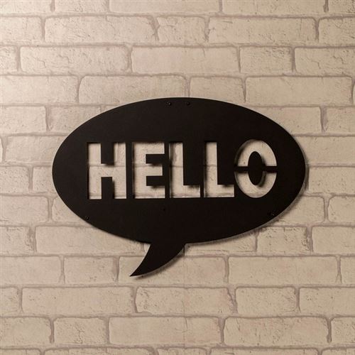Décoration Murale en Metal Hello Noir - Art, Maison, Déco - pour séjour, bureau, mur