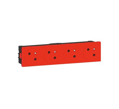 Quadruple prise 2P+T Mosaic Link surface - 45° - Rouge