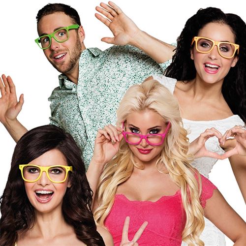 set de 4 paires de lunettes fluo adulte