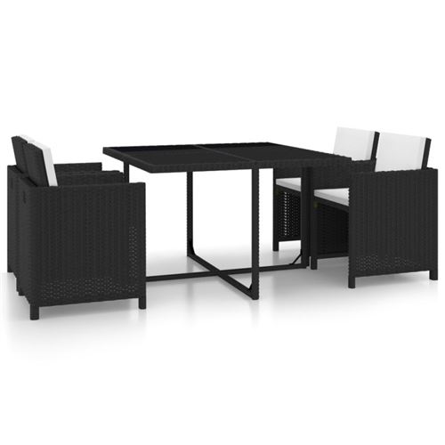 Vidaxl Noir Salon De Jardin 5 Pcs Et Coussins Rotin - Image 2