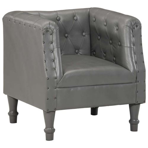 Vidaxl fauteuil gris cuir v&eacute;ritable 286591