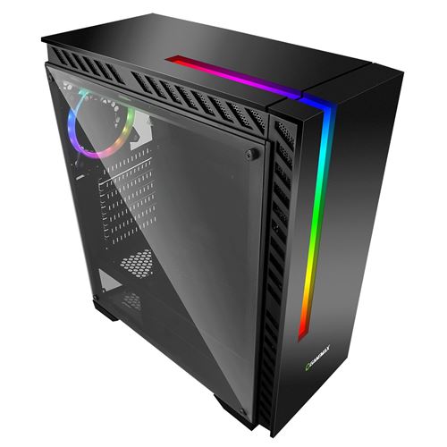 Pack PC de bureau gamer Fierce EXILE RGB/RVB - Processeur 4 x 3.4GHz Quad-Core AMD A-Series 9600, 1To HDD, 8Go 2400MHz DDR4 RAM, AMD Radeon R7, Clavier (UK/QWERTY), Souris, moniteur 21.5 pouces, casque 406632