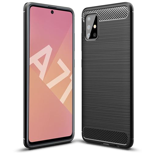 Coque brossée noire Samsung Galaxy A71 Carbon Fiber Antichoc - Accessoires Pochette Nouvel Galaxy