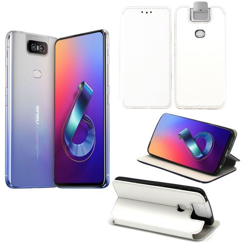 Housse Asus Zenfone 6 ZS630KL blanche - Etui Coque Asus Zenfone 6 ZS630KL Protection antichoc à rabat Smartphone 2019 - Accessoires Pochette Case XEPTIO