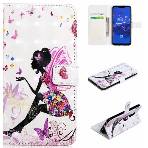 Etui en PU Décoration par points lumineux beauté pour votre Huawei Mate 20 Lite