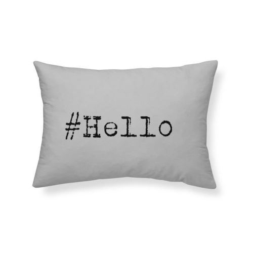 TODAY Coussin coton lavé Hello - 30 x 70 cm - Gris clair
