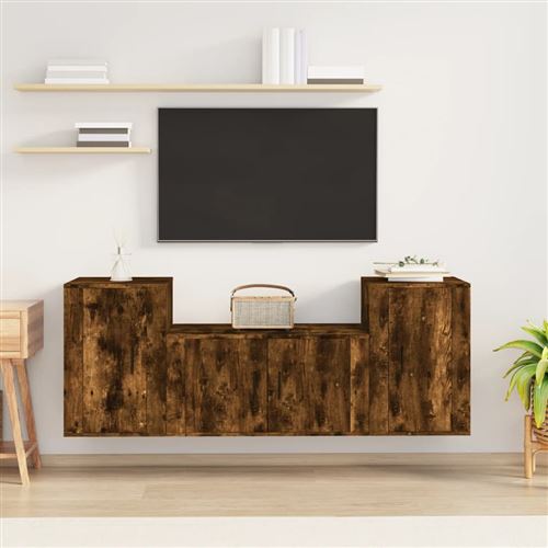 VIDAXL - Ensemble Meuble TV 3 Pièces - Style Moderne - Aspect Chêne Fumé - Image 3