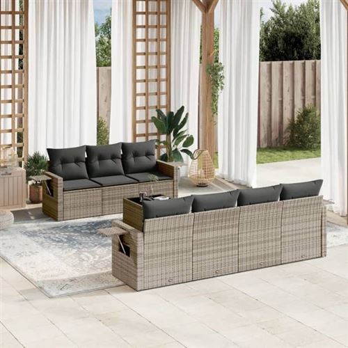 Non Communiqué Gris Salon De Jardin Modulable Vidaxl Resine Tressee 7 Personnes 62 X 55 X 69 Cm 8 Pieces