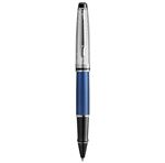 WATERMAN Expert Deluxe Stylo roller, Laque métallique Bleu, capuchon métal, recharge noire pointe fine, Coffret cadeau