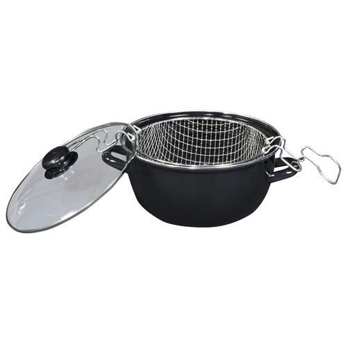 Friteuse émail 26 cm noir - Baumalu - Noir - Acier émaillé