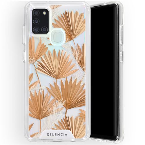 Coque pour Samsung Galaxy A21s Selencia Feuilles de palmier/Doré