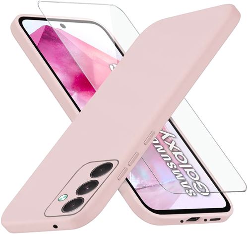 Coque Pour Samsung Galaxy A55 5G Silicone Rose + Verre Trempe Little Boutik©