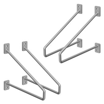 ML-Design Lot de 4 Équerres d'Étagère 220 mm, en Acier, Argent, Style Industriel, Console - 1
